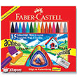 Silgi ve Kalemtıraş Hediyeli 15 Renk Silinebilir Mum Boya 5281122715 Faber Castell