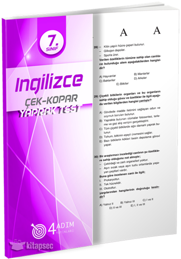 7. Sınıf İngilizce Çek Kopar Yaprak Test 4 Adım Yayıncılık