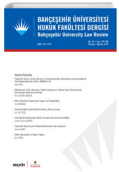 Baheehir niversitesi Hukuk Fakltesi Dergisi Cilt:14 Say:179 - 180 Temmuz - Austos 2019 Sekin Yaynevi