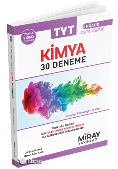 TYT Kimya 30 Deneme (Pratik Konu Özetiyle Birlikte) Tamamı Video Çözümlü Miray Yayınları