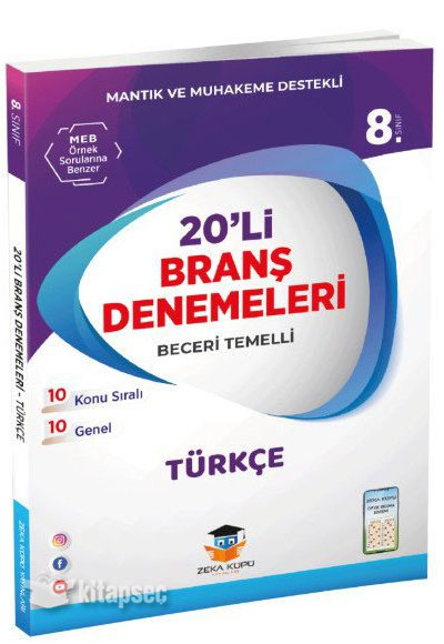8.Sınıf LGS Türkçe 20 li Branş Denemeleri Zeka Küpü Yayınları