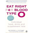 Eat Right For Blood Type O Peter J. DAdamo Penguin Popular Classics