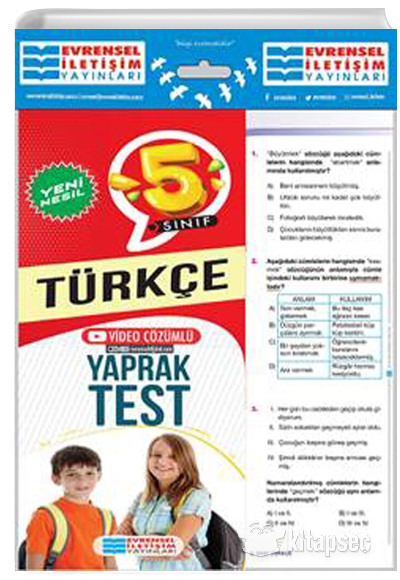 5. Sınıf Türkçe Yeni Nesil Video Çözümlü Yaprak Test Evrensel İletişim Yayınları