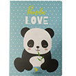 Panda Love Mavi Defter Çizgisiz Defter Elas Paper