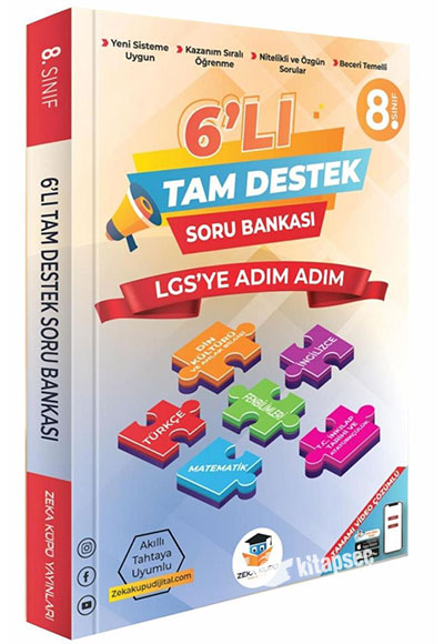8.Sınıf LGS 6 lı Tam Destek Soru Bankası Zeka Küpü Yayınları