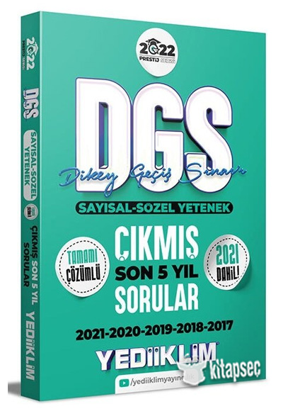 2022 DGS Prestij Serisi Sayısal Sözel Yetenek Son 5 Yıl Çıkmış Sorular Çözümlü Yediiklim Yayınları