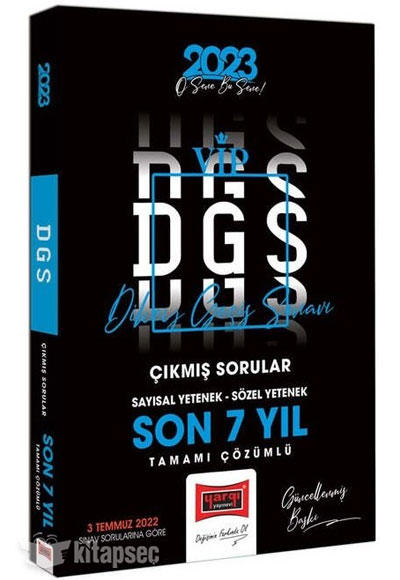 2023 DGS VIP Sayısal Yetenek Sözel Yetenek Son 7 Yıl Tamamı Çözümlü Çıkmış Sorular Yargı Yayınları