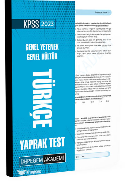 2023 KPSS Genel Yetenek Genel Kültür Türkçe Yaprak Test Pegem Akademi Yayıncılık