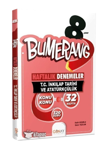 8.Sınıf LGS Bumerang 32 Haftalık T.C İnkılap Tarihi ve Atatürkçülük Denemeleri Günay Yayınları
