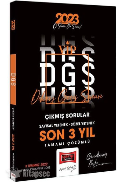 2023 DGS VIP Sayısal Yetenek Sözel Yetenek Tamamı Çözümlü Son 3 Yıl Çıkmış Sorular Yargı Yayınları