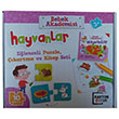 Bebek Akademisi Hayvanlar Elenceli Puzzle kartma ve Kitap Seti 10 Para 3+Ya Karton ocuk