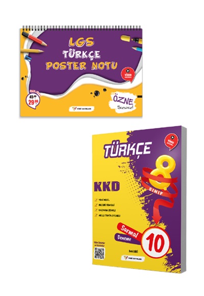 Veri Yayınları 8. Sınıf Türkçe KKD Sarmal 10 Deneme ve LGS Türkçe Poster Notu Video Anlatımlı İkili Set NC12574