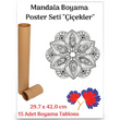 Mandala Poster Tablosu iekler 15 Adet (30 cm x42 cm)
