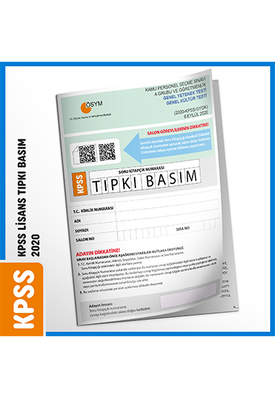 KPSS Lisans 2020 ÖSYM Tıpkı Basım Türkiye Geneli Dijital Çözümlü Soru Kitapçığı