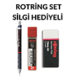 Rotring Silgi Hediyeli Set 0.7 mm Bordo RO-KK07-07