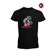 Erkek Bisiklet Yaka Bulldog Temal Siyah T-Shirt (XL) Beden